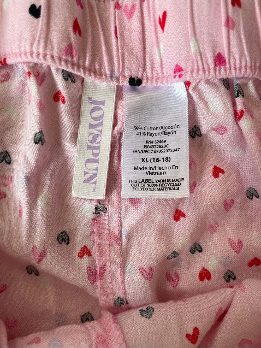 Joyspun Lady’s Pink Heart-Print Boxer Shorts with Elastic Waist Size XL - Picture 5 of 5